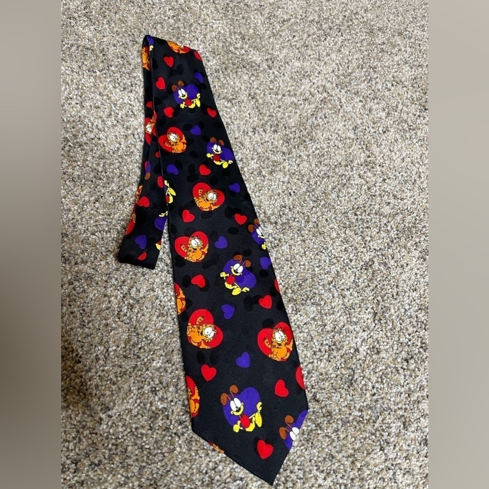 Vintage Paws Addiction Tie Adult Black Garfield Odie Novelty Love Casual